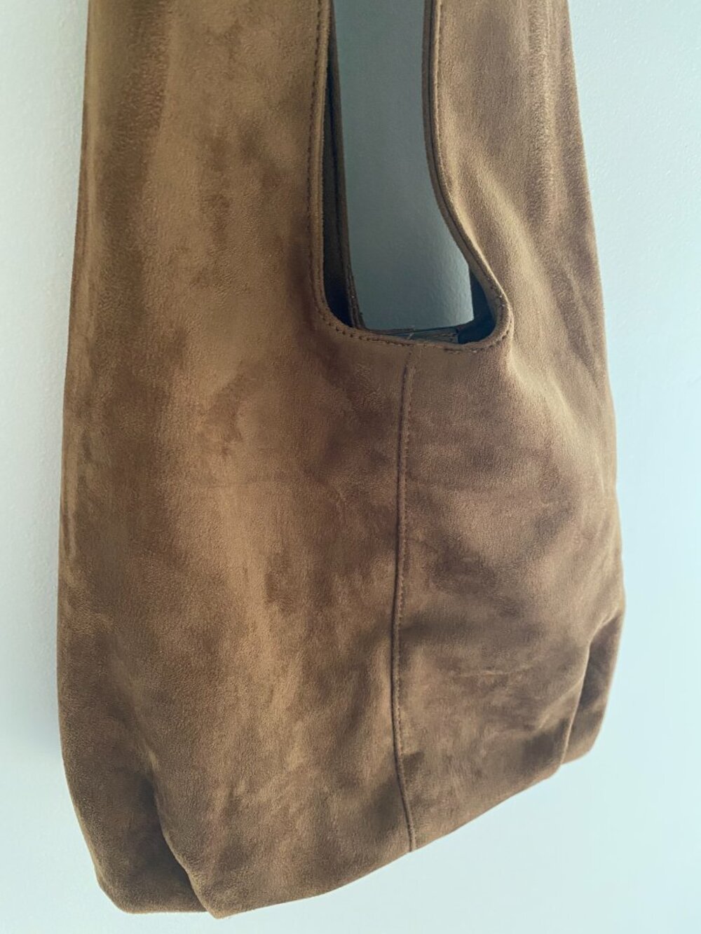 H&M Brown Faux Suede Slouchy Hobo Shoulder Bag Boho Minimalist Large - Picture 7 of 8